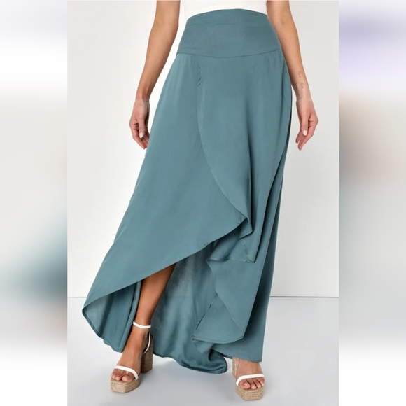 Ambrosio Dark Sage Green High-Low Maxi Skirt O'Neill - Picture 4 of 5